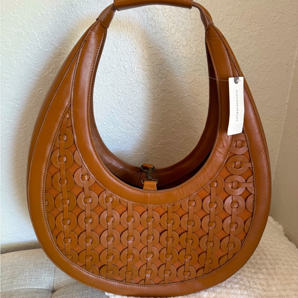 Anthropologie Structured Leather HOBO Shoulder Bag